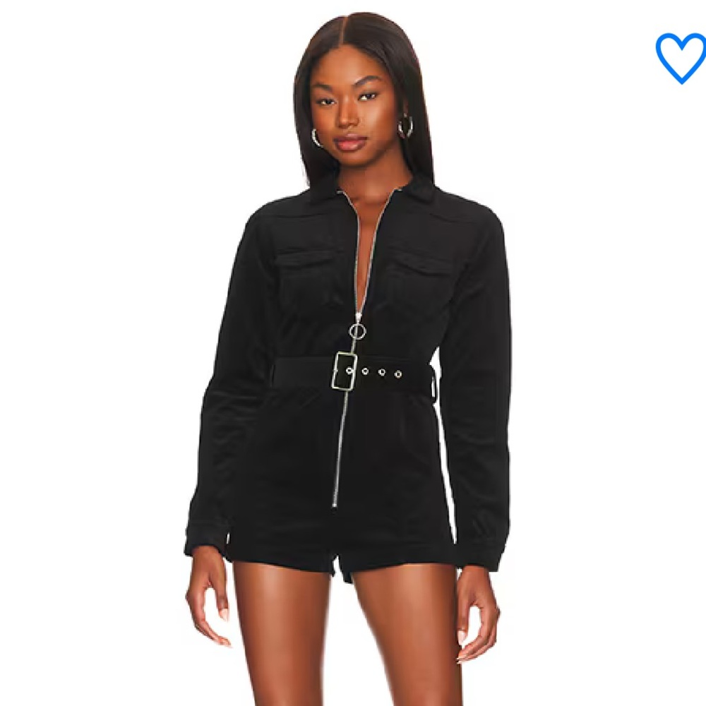 Superdown from Revolve Corduroy Black Zippered Romper